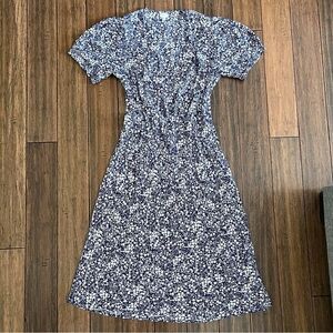 A New Day Navy Blue Floral Maxi Dress V Neck Size XXL Cottagecore Feminine